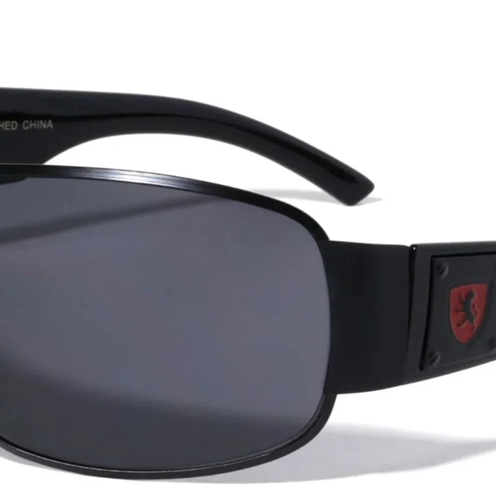 Men Fashion Sunglasses Single Metal Frame Dark Black Lens Sports Outdoor Stylish